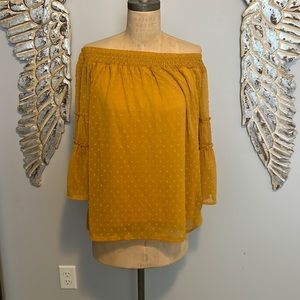 Off shoulder yellow fall top